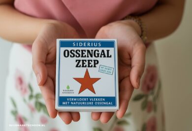 vlekken verwijderen met ossengalzeep, vrouw met ossengalzeep in haar handen