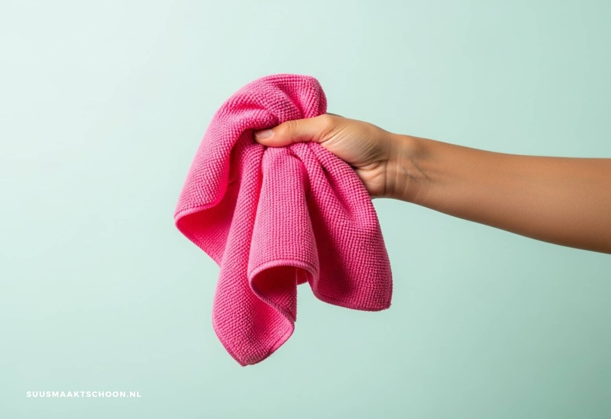 hand met schoonmaakdoekje
